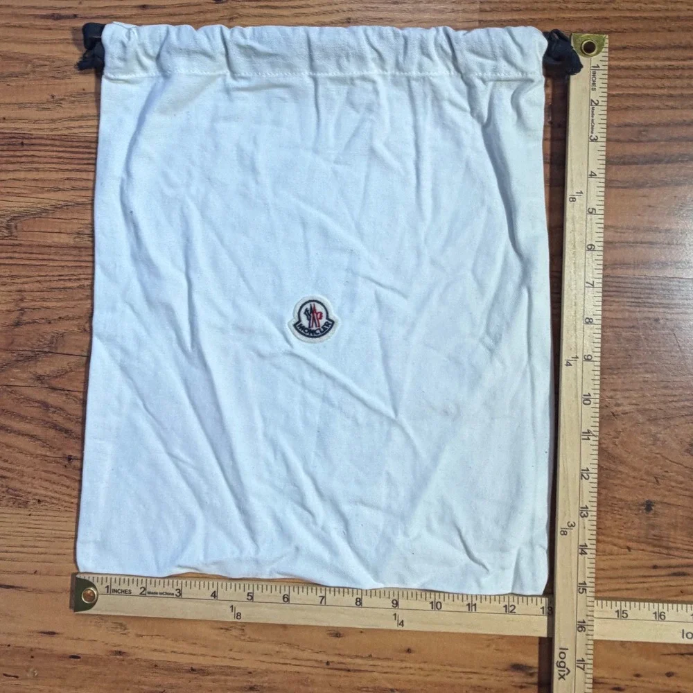 Moncler White Cotton Drawstring Dust Bags Set of 2 Logo Patch  Storage 15x13